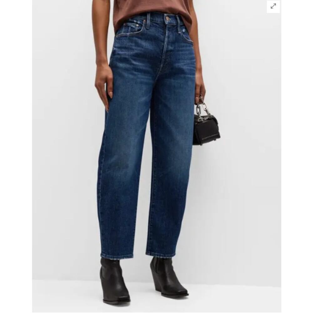 Mother Jeans Womens 25 The Curbside Flood Yee Haw Barrel Baggy Loose Medium Wash